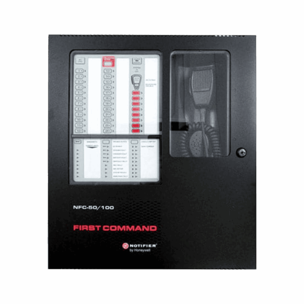 Centro de Comando de Emergencia para Voceo y Evacuación, 50 W a 25 V, para Paneles Direccionables de Detección de Incendio Serie FireWarden. NFC-50/100